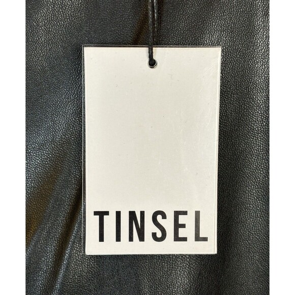 Womens Tinsel Black Faux Leather Wide Leg Dress Pants Vegan Rocker 16 Petite NWT - Picture 5 of 12